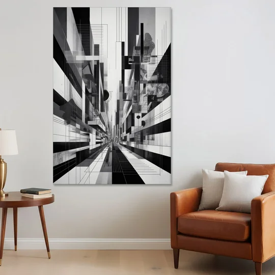 Urban Energy Black and White Abstract - Canvas Wall Art - Sofa - 40x60