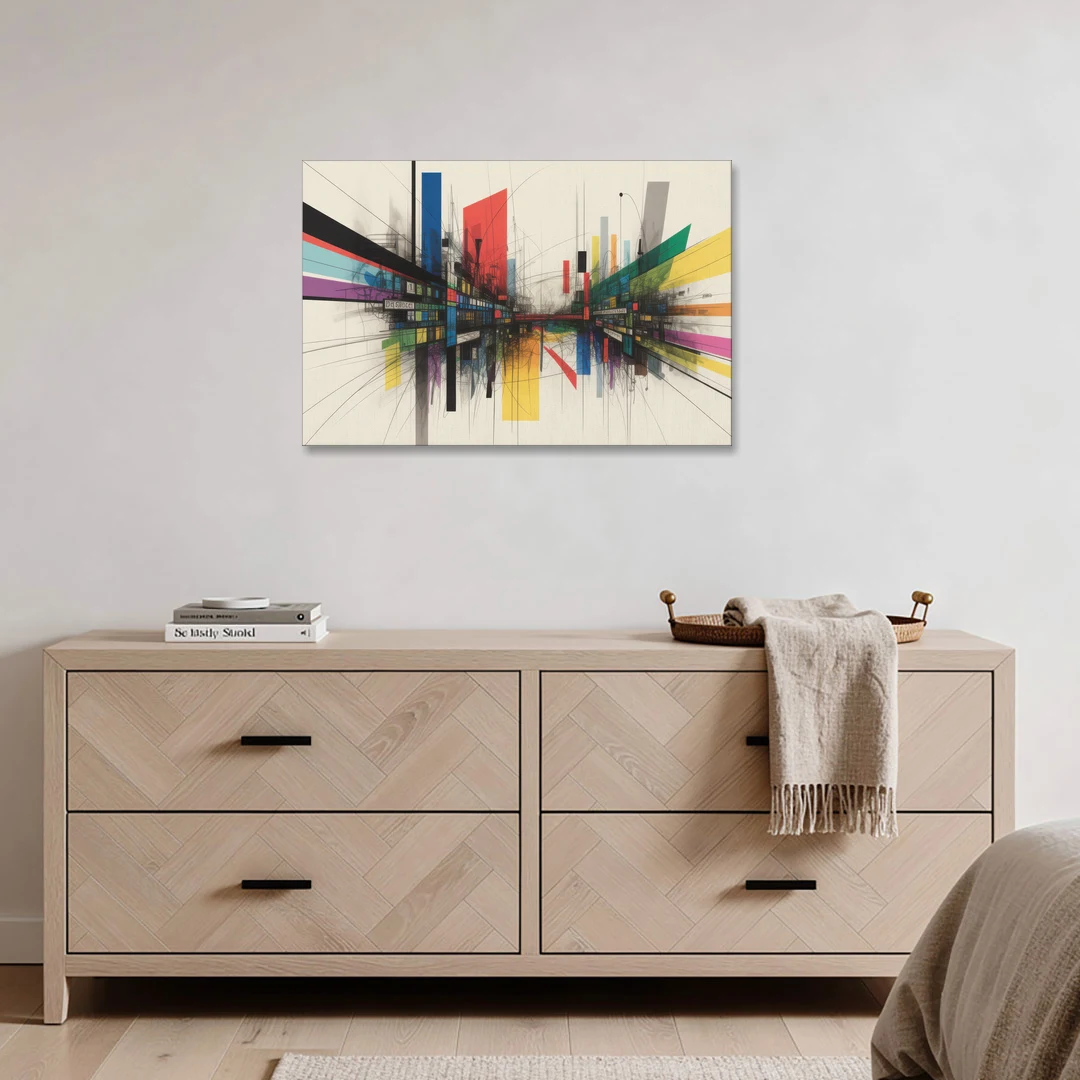 Urban Symphony Colorful Abstract - Canvas Wall Art - Coffee Table - 36x24