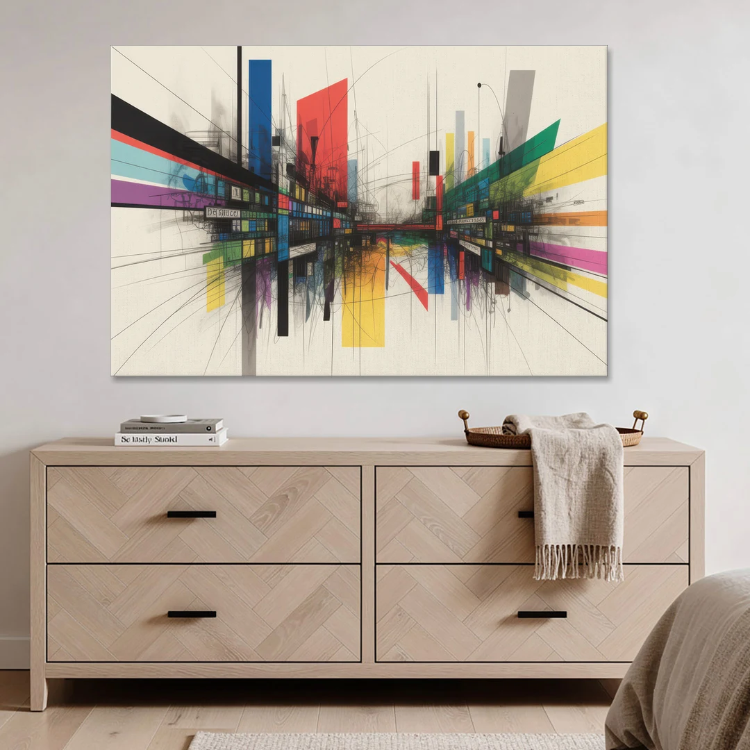 Urban Symphony Colorful Abstract - Canvas Wall Art - Coffee Table - 60x40