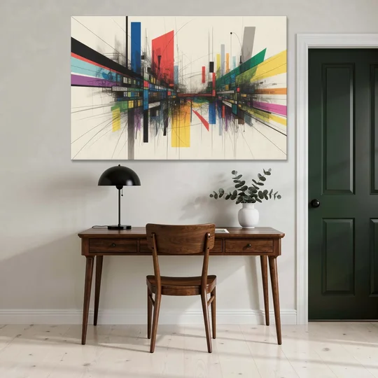 Urban Symphony Colorful Abstract - Canvas Wall Art - Office - 60x40