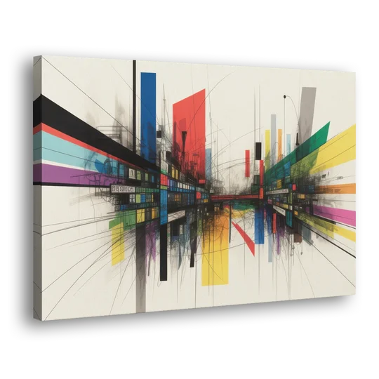 Urban Symphony Colorful Abstract - Canvas Wall Art - Side