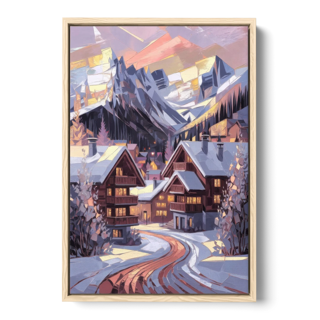Vail Alpine Village - Oak Framed Canvas Wall Art - Front