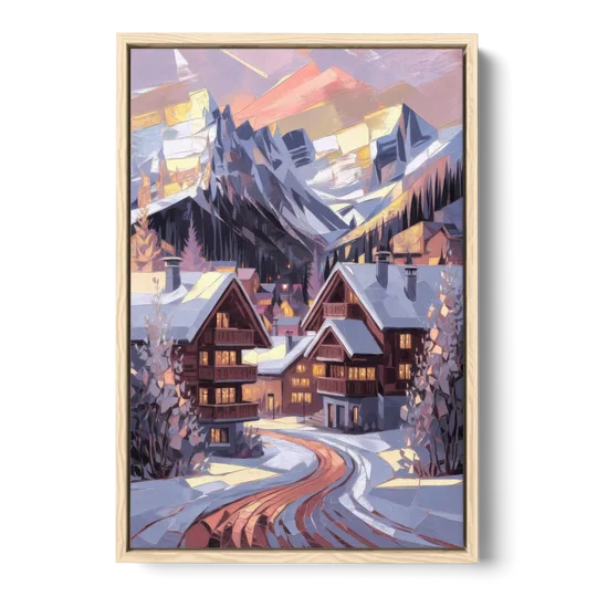 Vail Alpine Village - Oak Framed Canvas Wall Art - Front