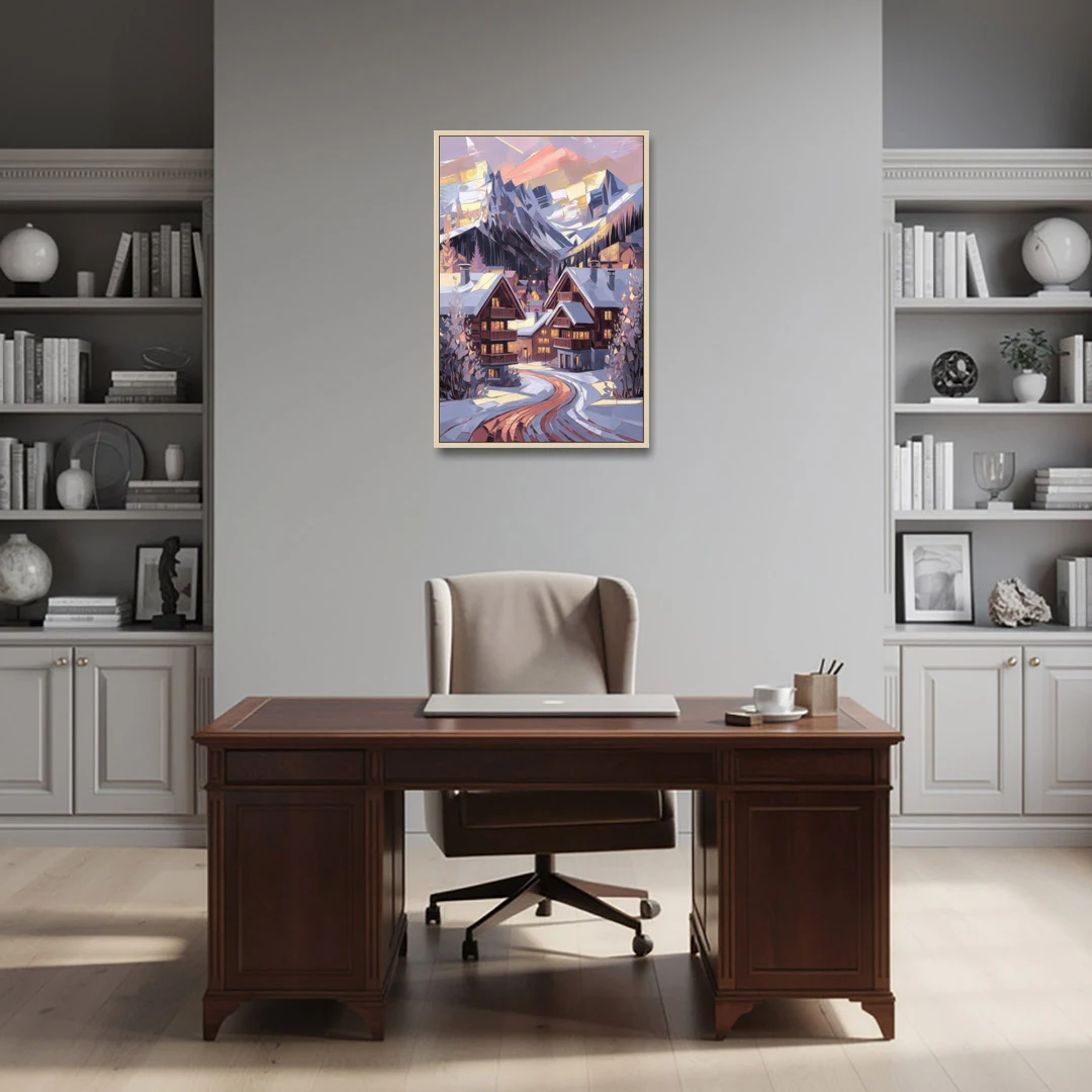 Vail Alpine Village - Oak Framed Canvas Wall Art - Office - 24x36