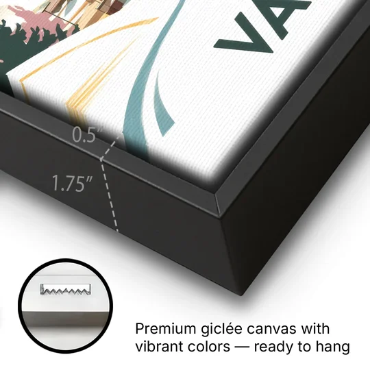 Vail Colorado Charm - Black Framed Canvas Wall Art - Gallery Wrap Corner