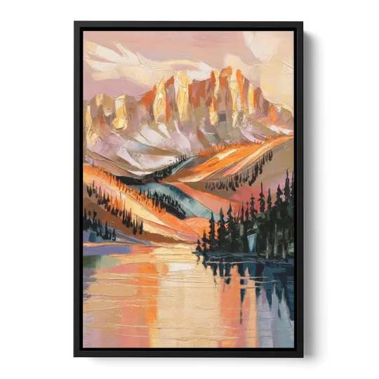 Vail Mountain Sunrise - Black Framed Canvas Wall Art - Front
