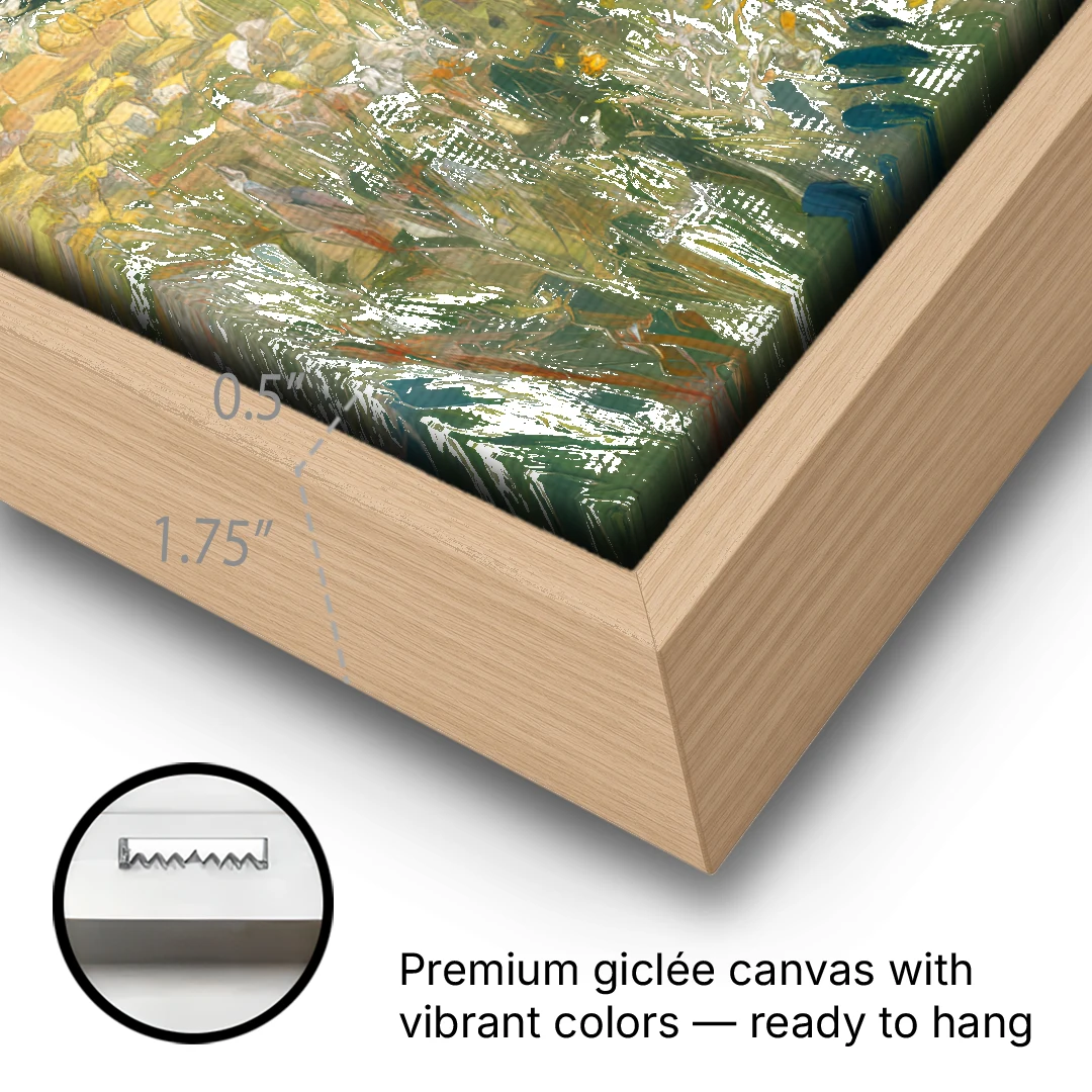 Vail Rocky Mountain View - Oak Framed Canvas Wall Art - Gallery Wrap Corner
