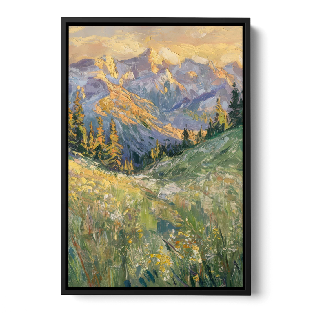 Vail Rocky Mountain View - Black Framed Canvas Wall Art - Front