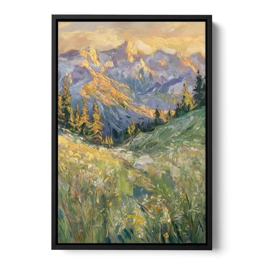 Vail Rocky Mountain View - Black Framed Canvas Wall Art - Front