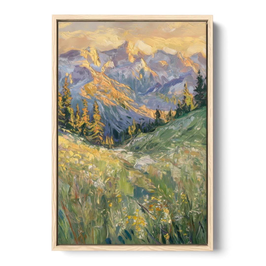 Vail Rocky Mountain View - Oak Framed Canvas Wall Art - Front