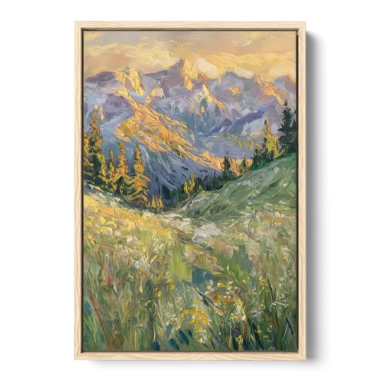 Vail Rocky Mountain View - Oak Framed Canvas Wall Art - Front