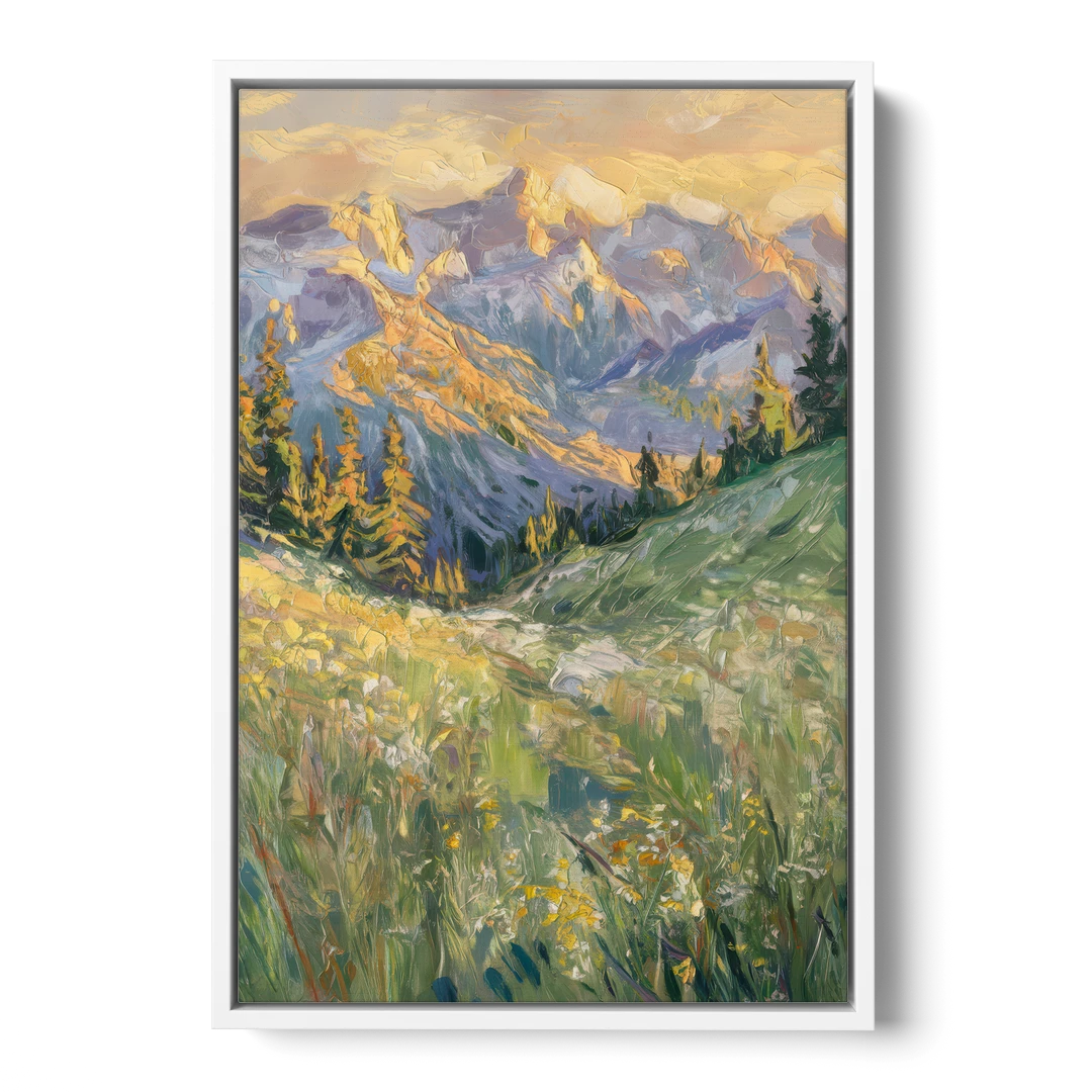 Vail Rocky Mountain View - White Framed Canvas Wall Art - Front