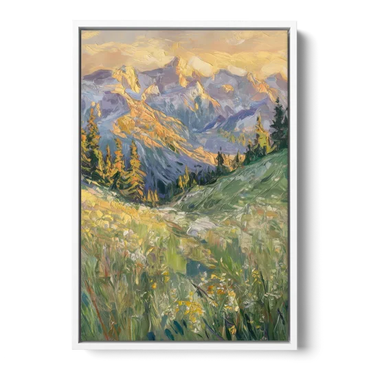 Vail Rocky Mountain View - White Framed Canvas Wall Art - Front