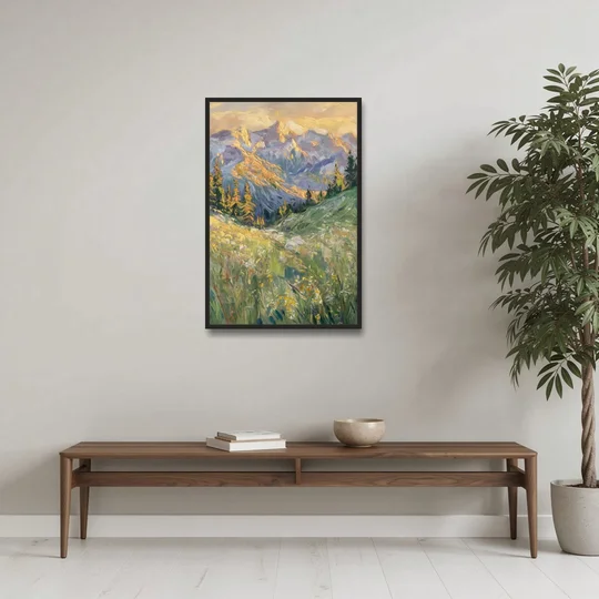 Vail Rocky Mountain View - Black Framed Canvas Wall Art - Coffee Table - 24x36