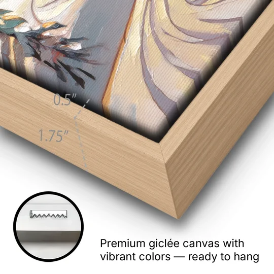 Vail Ski Slopes - Oak Framed Canvas Wall Art - Gallery Wrap Corner