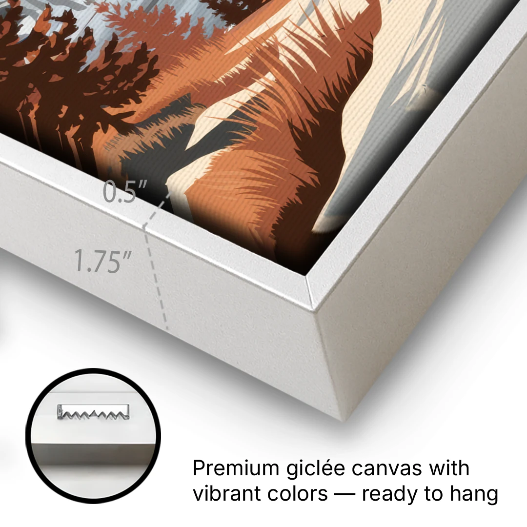 Vail Snowy Peaks - White Framed Canvas Wall Art - Gallery Wrap Corner