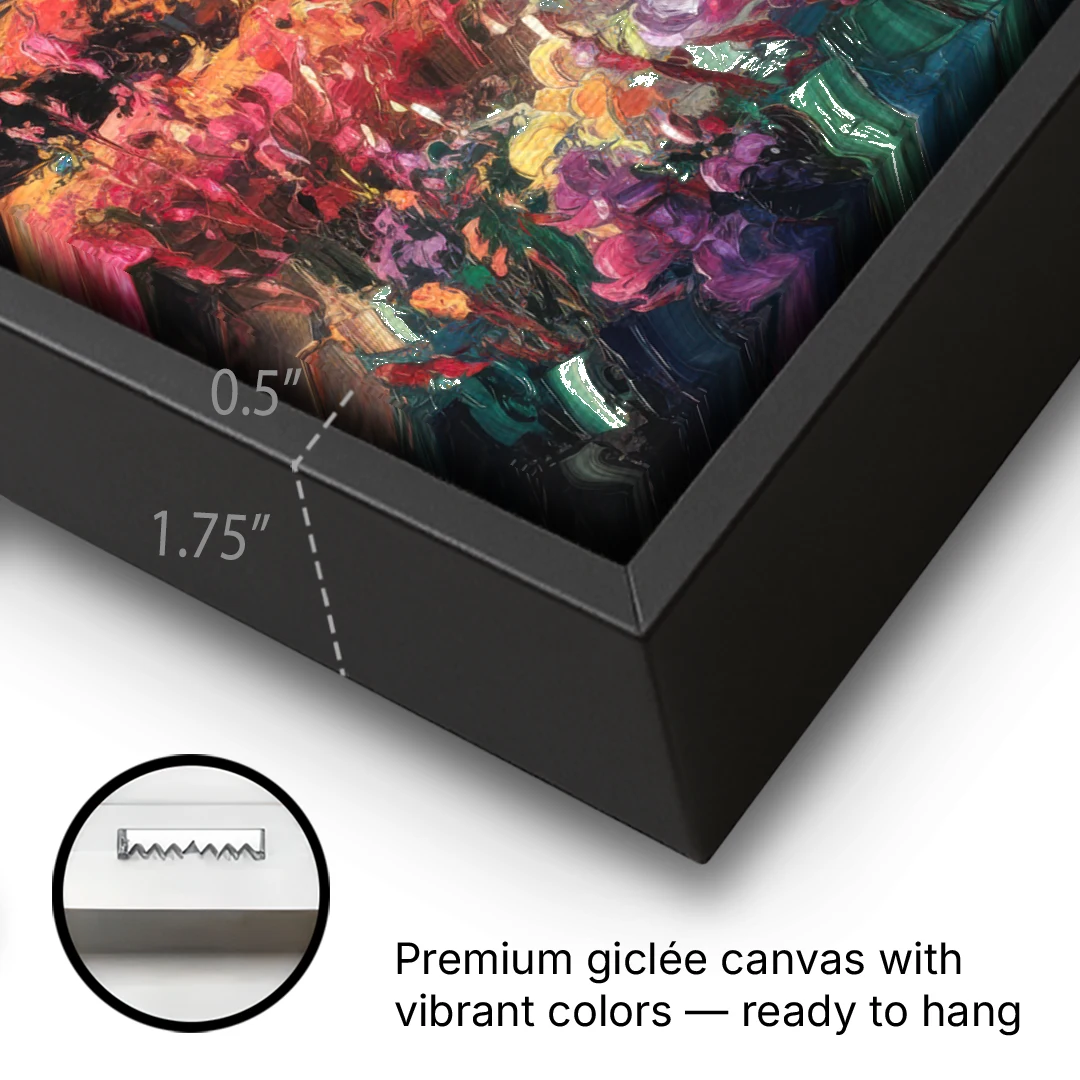 Vail Sunset Glow - Black Framed Canvas Wall Art - Gallery Wrap Corner