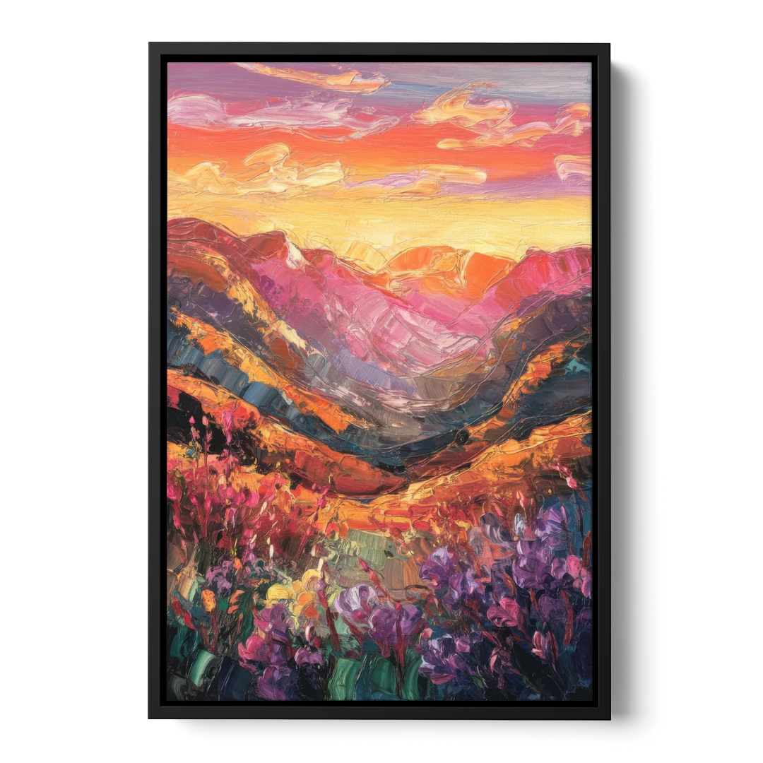 Vail Sunset Glow - Black Framed Canvas Wall Art - Front