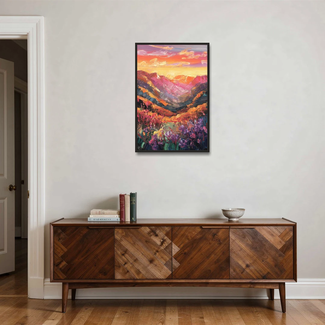 Vail Sunset Glow - Black Framed Canvas Wall Art - Coffee Table - 24x36