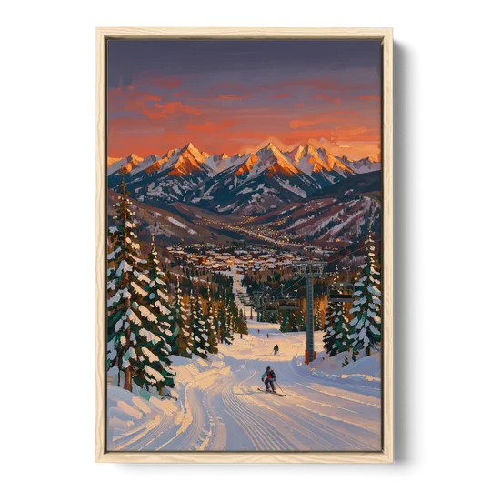 Vail Winter Wonderland - Oak Framed Canvas Wall Art - Front