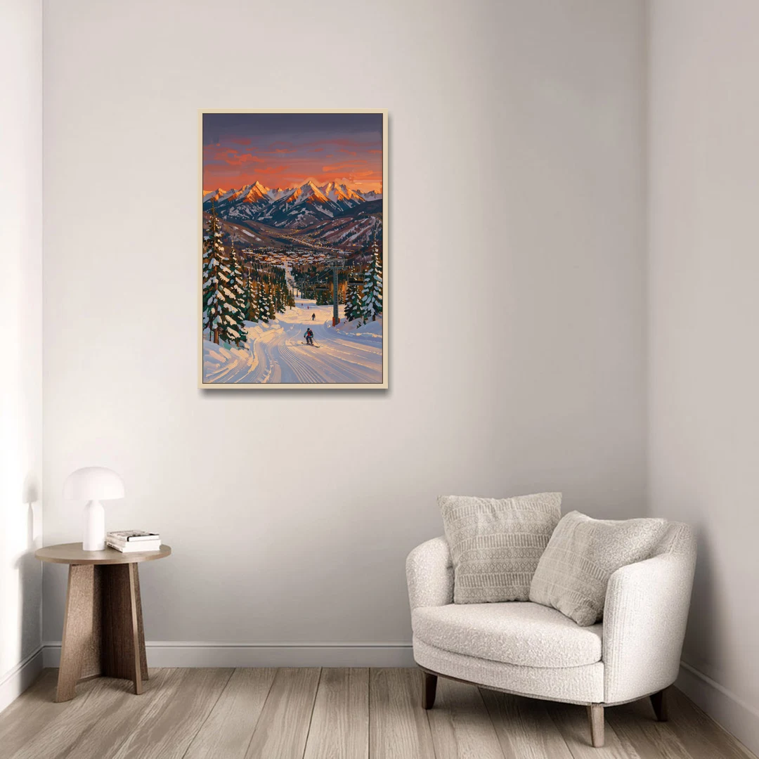 Vail Winter Wonderland - Oak Framed Canvas Wall Art - Sofa - 24x36