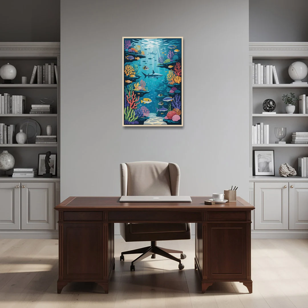Vancouver Aquarium Life - Oak Framed Canvas Wall Art - Office - 24x36
