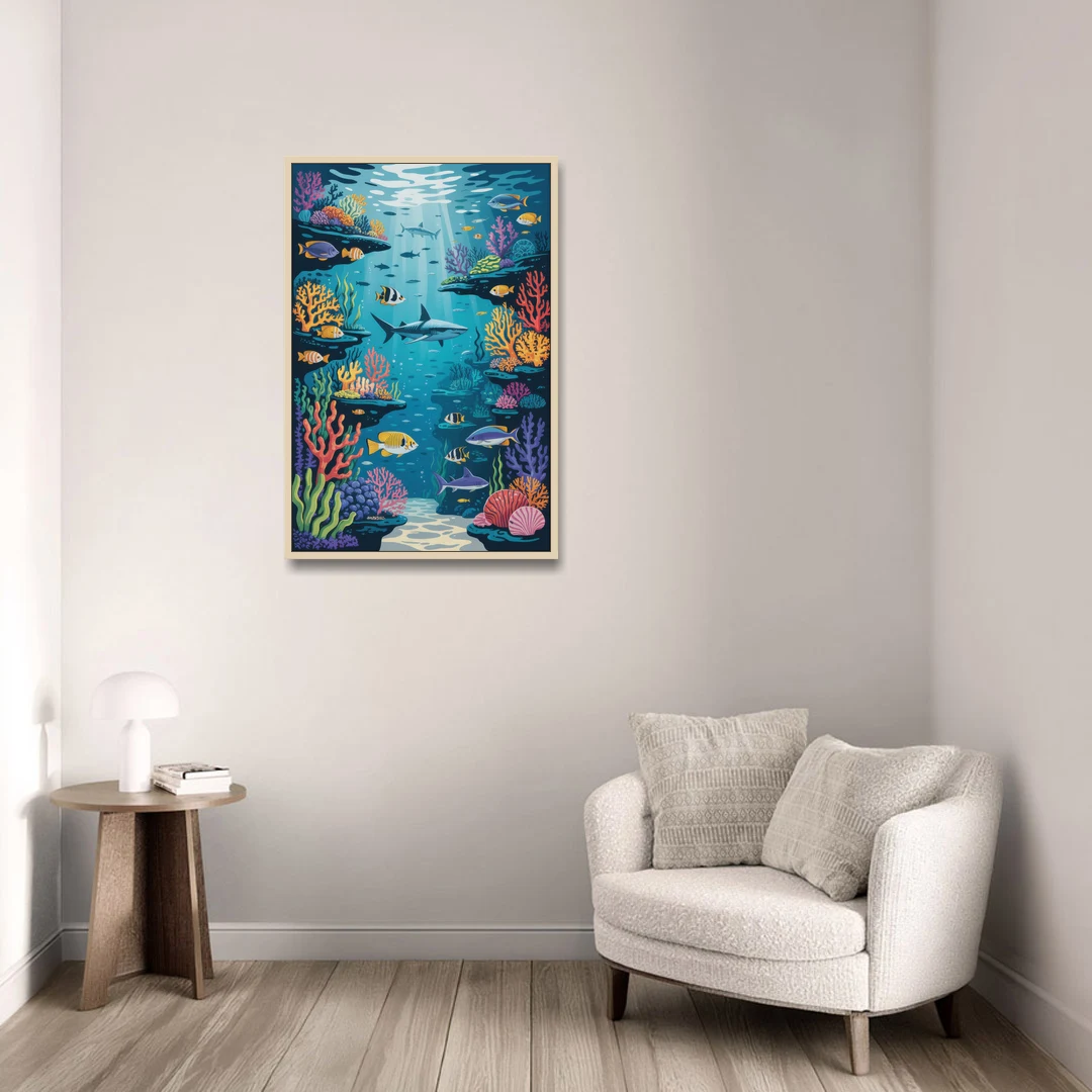 Vancouver Aquarium Life - Oak Framed Canvas Wall Art - Sofa - 24x36