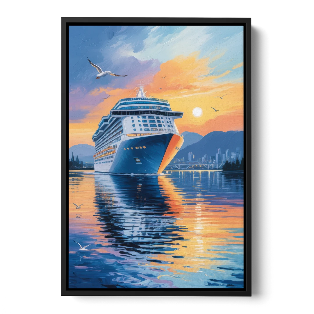 Vancouver Cruise Ship Terminal - Black Framed Canvas Wall Art - Front