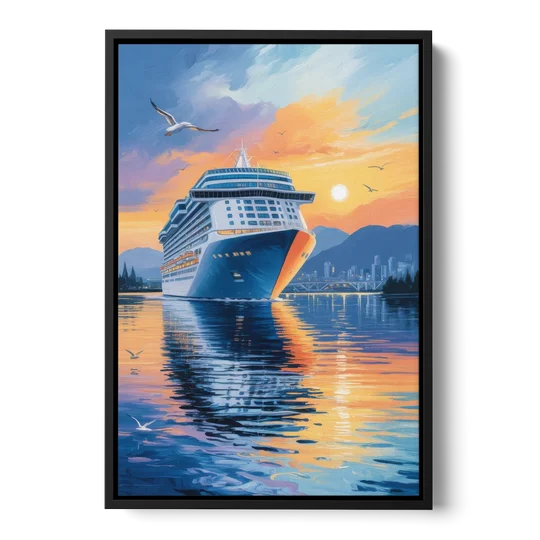 Vancouver Cruise Ship Terminal - Black Framed Canvas Wall Art - Front