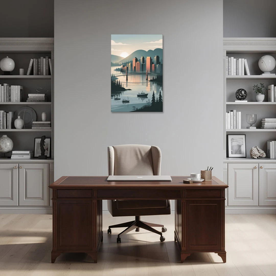Vancouver Downtown Skyline - Canvas Wall Art - Office - 24x36