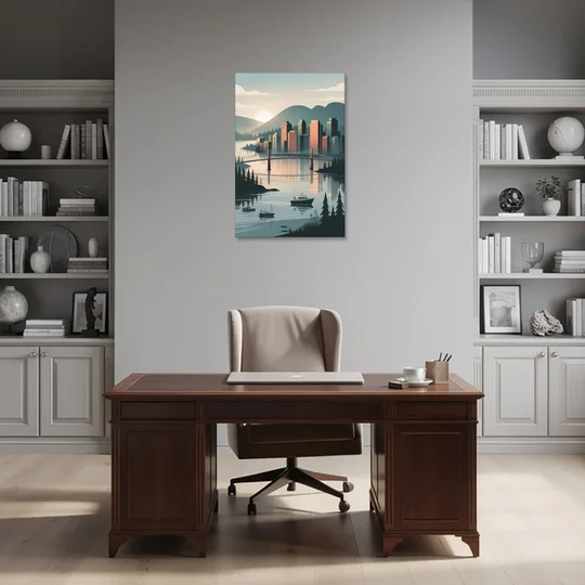Vancouver Downtown Skyline - Canvas Wall Art - Office - 24x36