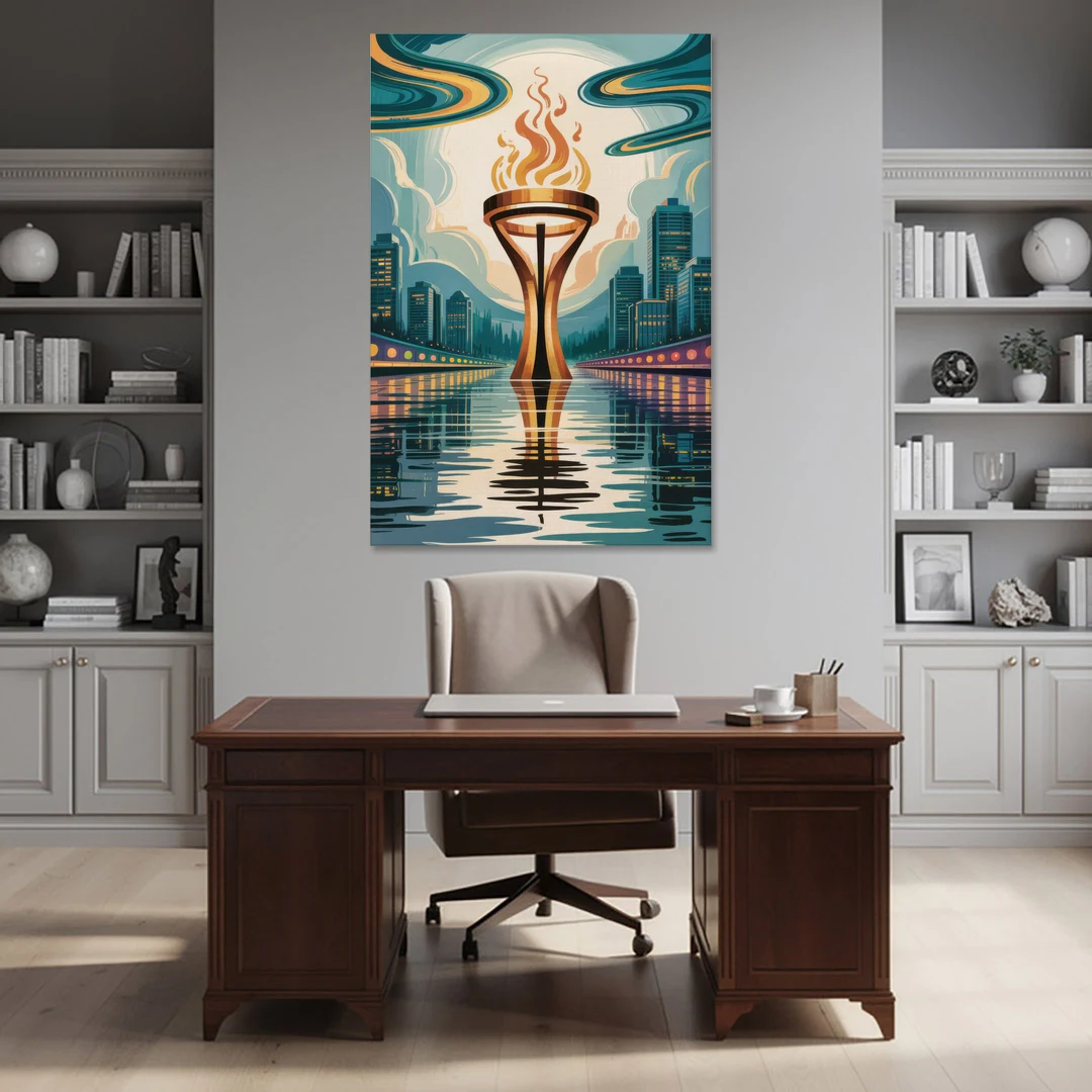 Vancouver Olympic Cauldron - Canvas Wall Art - Office - 40x60