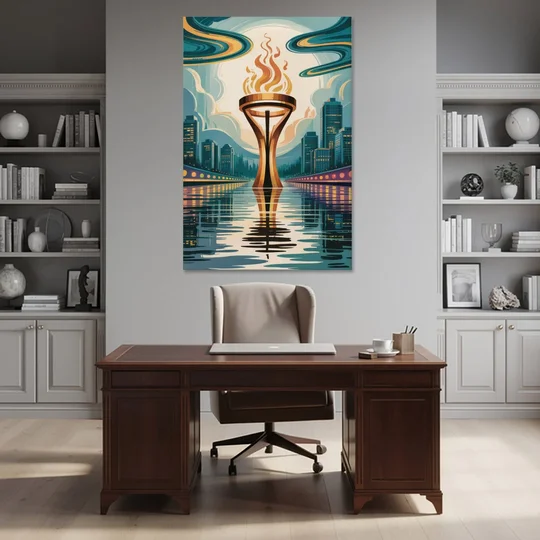 Vancouver Olympic Cauldron - Canvas Wall Art - Office - 40x60