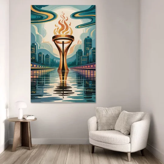 Vancouver Olympic Cauldron - Canvas Wall Art - Sofa - 40x60