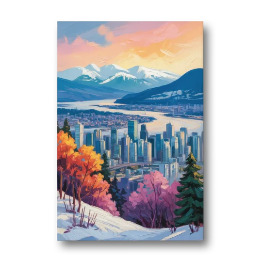 Vancouver Snowy Mountains - Canvas Wall Art - Front