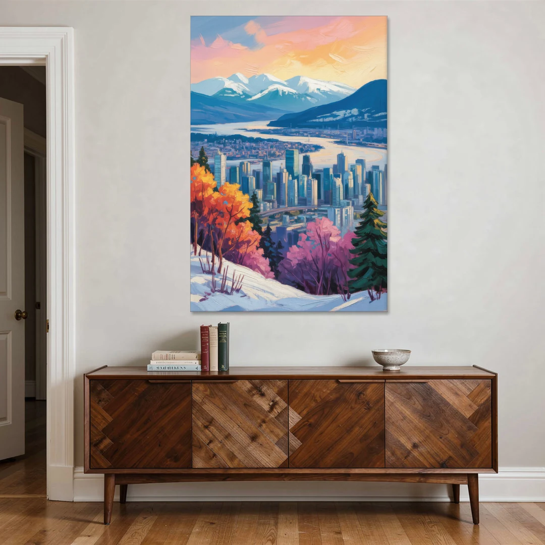 Vancouver Snowy Mountains - Canvas Wall Art - Coffee Table - 40x60