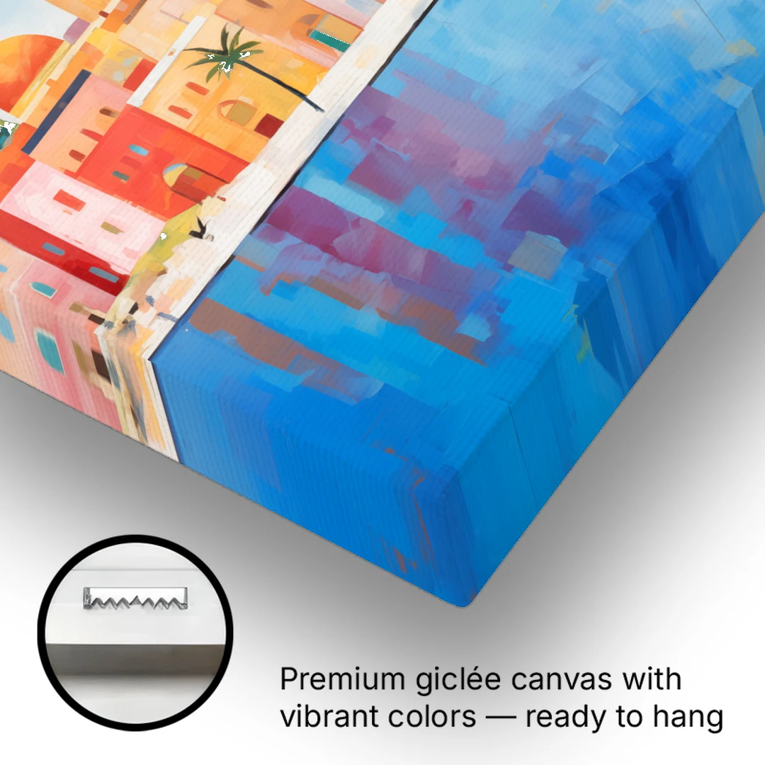 Venice Art with an Orange Sail - Canvas Wall Art - Gallery Wrap Corner