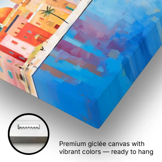 Venice Art with an Orange Sail - Canvas Wall Art - Gallery Wrap Corner