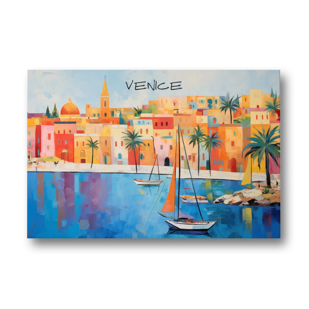 Venice Art with an Orange Sail - Canvas Wall Art - Front