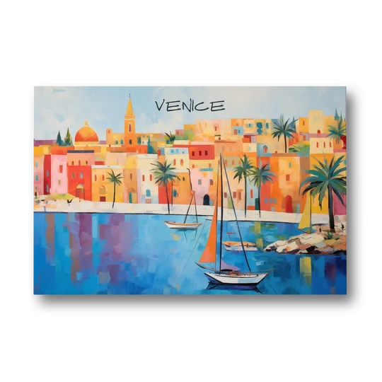 Venice Art with an Orange Sail - Canvas Wall Art - Front