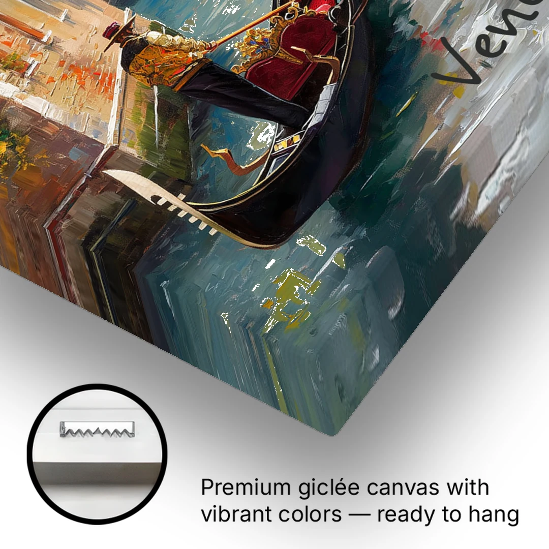 Venice Painting of a Gondolier - Canvas Wall Art - Gallery Wrap Corner