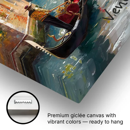 Venice Painting of a Gondolier - Canvas Wall Art - Gallery Wrap Corner