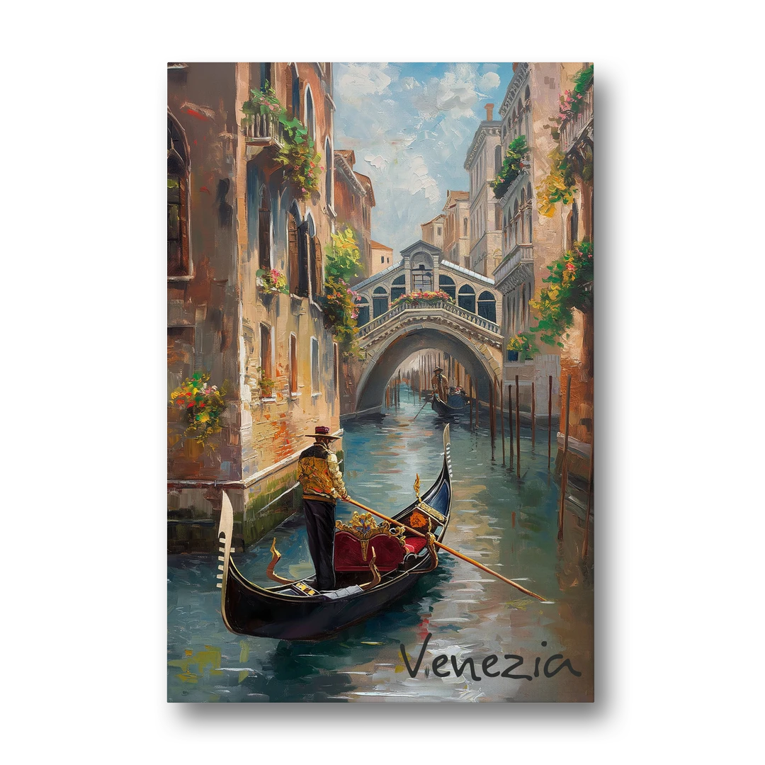 Venice Painting of a Gondolier - Canvas Wall Art - Front