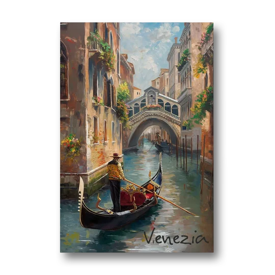 Venice Painting of a Gondolier - Canvas Wall Art - Front