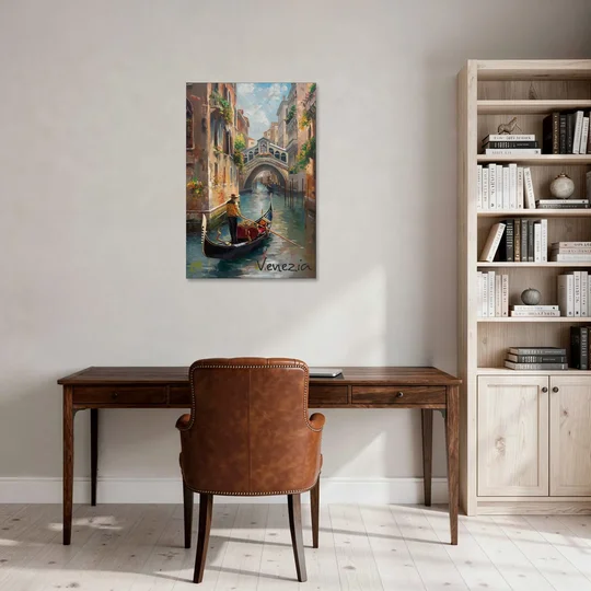Venice Painting of a Gondolier - Canvas Wall Art - Office - 24x36