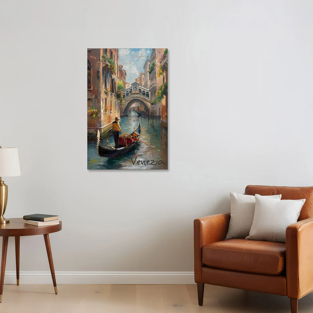 Venice Painting of a Gondolier - Canvas Wall Art - Sofa - 24x36