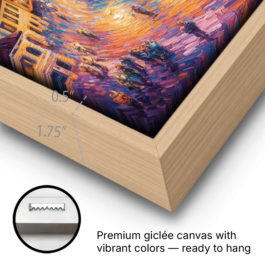 Verona's Roman Theatre - Oak Framed Canvas Wall Art - Gallery Wrap Corner