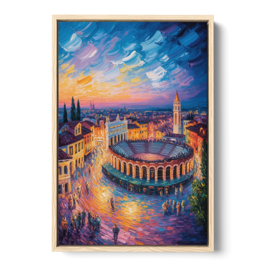 Verona's Roman Theatre - Oak Framed Canvas Wall Art - Front