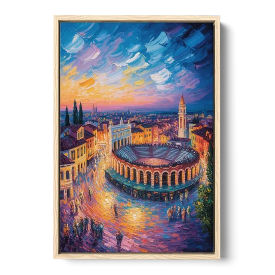 Verona's Roman Theatre - Oak Framed Canvas Wall Art - Front
