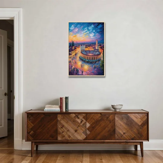Verona's Roman Theatre - Oak Framed Canvas Wall Art - Coffee Table - 24x36